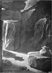 Watson lying in wait for the mysterious stranger. Artist Sidney Paget, 1901. Wikimedia Commons.
