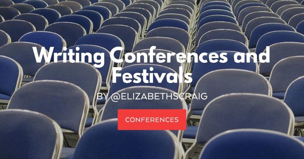 A room of empty blue chairs demonstrates the size of a writing conference or festival