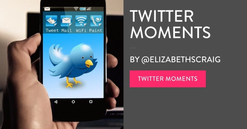 Hand holding a cell phone with a picture of a Twitter bird on the screen with 'Twitter Moments', the post title, superimposed on the photo.