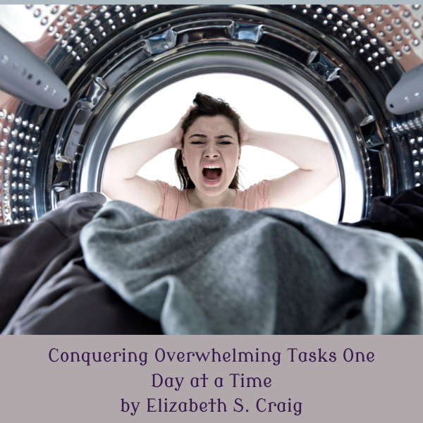 Woman is shown screaming into a dryer full of laundry