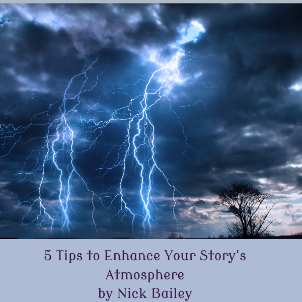 Thunderstorm in clouds over trees.
